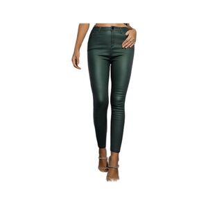 Green Faux Leather High-Waisted Pants